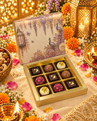 9 Cavity Chocolate Box In Enchanted Wisteria Peacock Design-Dusty Lilac(14*14*3 CM) (CK-2-EW-Dusty Lilac)