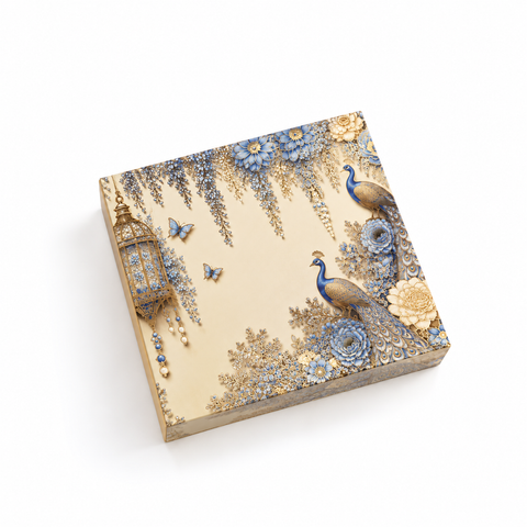 9 Cavity Chocolate Box In Enchanted Wisteria Peacock Design-Powder Blue(14*14*3 CM) (CK-2-EW-Powder Blue)