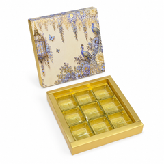 9 Cavity Chocolate Box In Enchanted Wisteria Peacock Design-Powder Blue(14*14*3 CM) (CK-2-EW-Powder Blue)