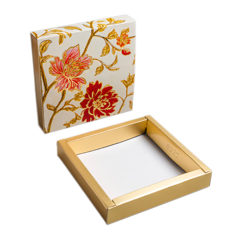 9 CAVITY SLIDER CHOCOLATE BOX WITH PRINTED SLEEVES AND GOLDEN TRAY (14*14*3 CM) (CK-2-MM)