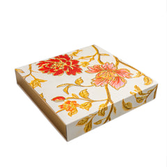 9 CAVITY SLIDER CHOCOLATE BOX WITH PRINTED SLEEVES AND GOLDEN TRAY (14*14*3 CM) (CK-2-MM)
