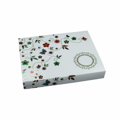 12 Cavity Chocolate Box With Golden Tray And Pearl White Intricate Floral Design Sleeves (19*14.4*3 Cm) (CK-3-W)