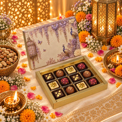 12 Cavity Chocolate Box In Enchanted Wisteria Peacock Design-Dusty Lilac(19*14.4*3 CM) (CK-3-EW-Dusty Lilac)