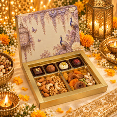 12 Cavity Chocolate Box In Enchanted Wisteria Peacock Design-Dusty Lilac(19*14.4*3 CM) (CK-3-EW-Dusty Lilac)