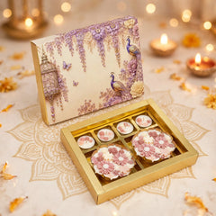 12 Cavity Chocolate Box In Enchanted Wisteria Peacock Design-Dusty Lilac(19*14.4*3 CM) (CK-3-EW-Dusty Lilac)