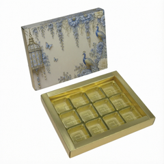 12 Cavity Chocolate Box In Enchanted Wisteria Peacock Design-Powder Blue(19*14.4*3 CM) (CK-3-EW-Powder Blue)