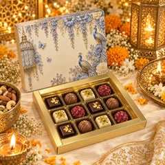 12 Cavity Chocolate Box In Enchanted Wisteria Peacock Design-Powder Blue(19*14.4*3 CM) (CK-3-EW-Powder Blue)
