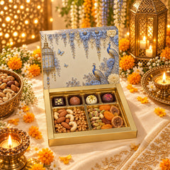 12 Cavity Chocolate Box In Enchanted Wisteria Peacock Design-Powder Blue(19*14.4*3 CM) (CK-3-EW-Powder Blue)