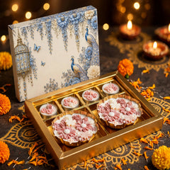 12 Cavity Chocolate Box In Enchanted Wisteria Peacock Design-Powder Blue(19*14.4*3 CM) (CK-3-EW-Powder Blue)