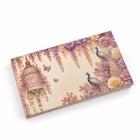 18 Cavity Chocolate Box In Enchanted Wisteria Peacock Design-Dusty Lilac (28*14*3 CM) (CK-4-EW-Dusty Lilac)