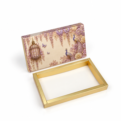18 Cavity Chocolate Box In Enchanted Wisteria Peacock Design-Dusty Lilac (28*14*3 CM) (CK-4-EW-Dusty Lilac)
