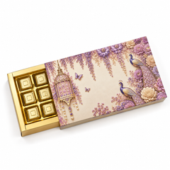 18 Cavity Chocolate Box In Enchanted Wisteria Peacock Design-Dusty Lilac (28*14*3 CM) (CK-4-EW-Dusty Lilac)