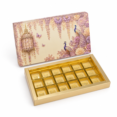 18 Cavity Chocolate Box In Enchanted Wisteria Peacock Design-Dusty Lilac (28*14*3 CM) (CK-4-EW-Dusty Lilac)