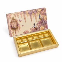 18 Cavity Chocolate Box In Enchanted Wisteria Peacock Design-Dusty Lilac (28*14*3 CM) (CK-4-EW-Dusty Lilac)