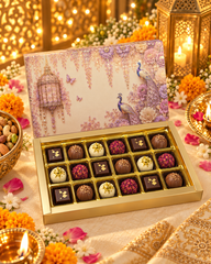 18 Cavity Chocolate Box In Enchanted Wisteria Peacock Design-Dusty Lilac (28*14*3 CM) (CK-4-EW-Dusty Lilac)