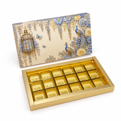 18 Cavity Chocolate Box In Enchanted Wisteria Peacock Design-Powder Blue(28*14*3 CM) (CK-4-EW-Powder Blue)