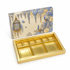 18 Cavity Chocolate Box In Enchanted Wisteria Peacock Design-Powder Blue(28*14*3 CM) (CK-4-EW-Powder Blue)