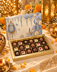 18 Cavity Chocolate Box In Enchanted Wisteria Peacock Design-Powder Blue(28*14*3 CM) (CK-4-EW-Powder Blue)