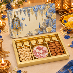 18 Cavity Chocolate Box In Enchanted Wisteria Peacock Design-Powder Blue(28*14*3 CM) (CK-4-EW-Powder Blue)