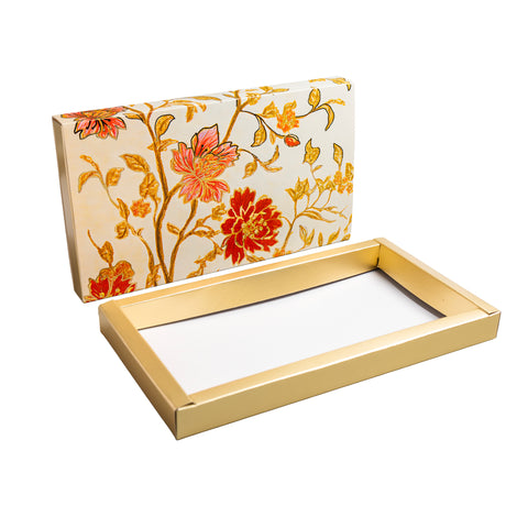 18 CAVITY SLIDER CHOCOLATE BOX WITH PRINTED SLEEVES AND GOLDEN TRAY (28*14*3 CM) (CK-4-MM)