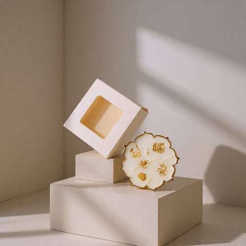 Lotus Urli Candle Box With Window-White-5.5*5.5*1.5 Inch (CN-5)
