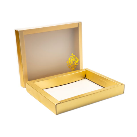 12 Cavity Chocolate Box With Golden Tray And Translucent PVC Sleeves (19*14.4*3 Cm) (CK-3)