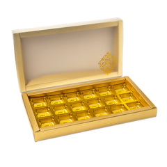 18 Cavity Chocolate Box With Golden Tray And Translucent PVC Sleeves (28*14*3 Cm) (CK-4)