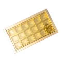 18 Cavity Chocolate Box With Golden Tray And Translucent PVC Sleeves (28*14*3 Cm) (CK-4)