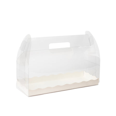 Clear Transparent Swiss Roll/ Cupcake/ Jar Box With Handle 11.75x4x4 Inch (BK-83)