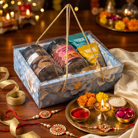 Hamper Gift Box With Top PVC Transparent Lid And Bottom Tray in Floral Aura Design With Rope Handle- Lilac (9*7*3 Inch) (BK-30 LD- FAB)