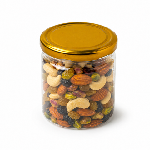 350 ML PET SALSA JARS WITH METALLIC GOLD LUG CAP