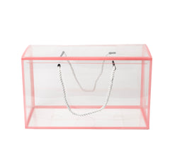 TRANSPARENT PVC HAMPER BAG WITH ROPE HANDLE - 12*7*5.75 INCH (PVC-HB04)