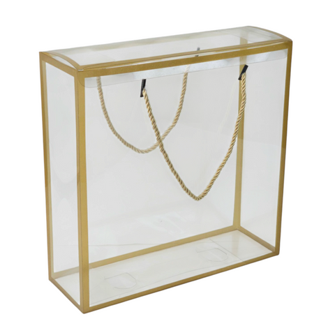 TRANSPARENT PVC HAMPER BOX WITH ROPE HANDLE - 12*4*12 INCH (PVC-HB06)
