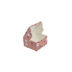 Christmas 1 Pc Full Window Brownie Box- Pink Santa (3*3*1.75 Inch) (BK-33 PS)