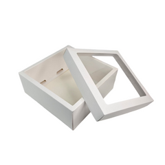 Hamper Box With Top Window Lid And Bottom Tray Inner Size: 8*8*3.75 Inch Outer Size:9*9*3.75 Inch (BK-91)