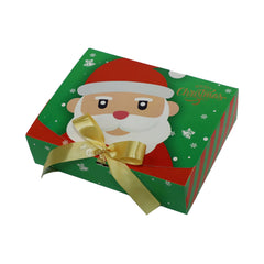 CHRISTMAS 12 CAVITY CHOCOLATE RIBBON HAMPER BOX-SANTA GREEN (7.5*6*2 INCH) (BK-95 SG)
