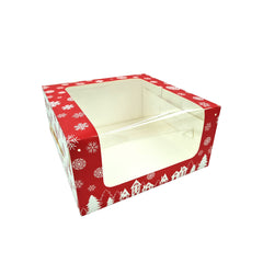 Christmas Snowflakes Print One Kg Cake Box With Full Window 10*10*5 Inch (BK-55)