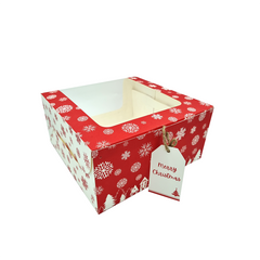 Christmas Snowflakes Print One Kg Cake Box With Full Window 10*10*5 Inch (BK-55)