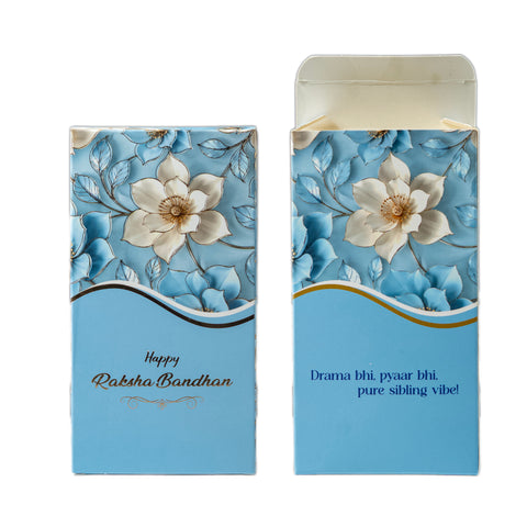 CHOCOLATE BAR BOX- HAPPY RAKSHABANDHAN-FLORAL AURA-BLUE (6.5 x 3.5 x 1 INCH) (CBR-2 FAB)