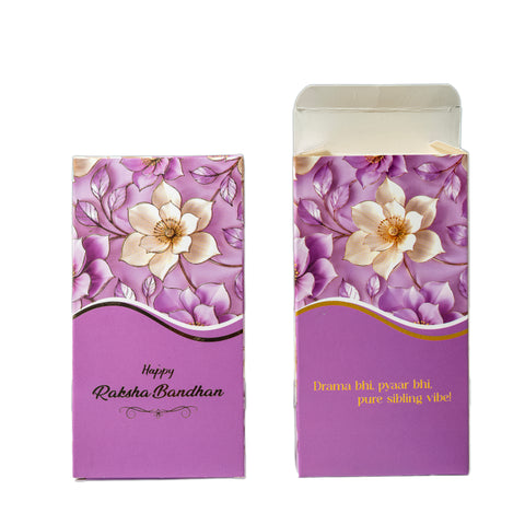 CHOCOLATE BAR BOX- HAPPY RAKSHABANDHAN-FLORAL AURA-LILAC (6.5 x 3.5 x 1 INCH) (CBR-2 FAL)