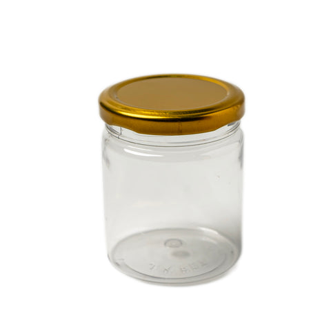 200 ML PET SALSA JARS WITH METALLIC GOLD LUG CAP